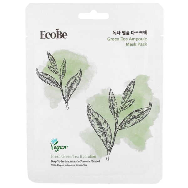 EcoBe Whitening Green Tea Ampoule Sheet Face Mask
