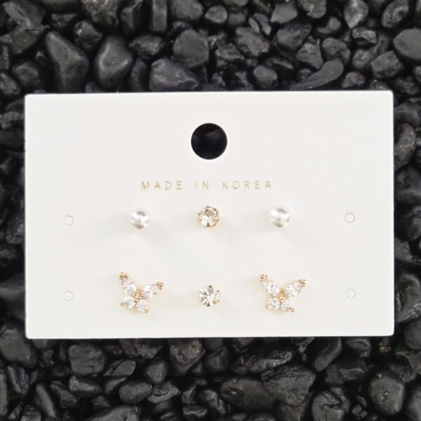 [HO BAK SUNG] Butterfly Stud Earrings Gold (6 pcs)