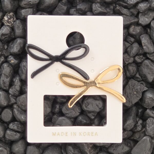 [HO BAK SUNG] Ribbon Earrings Gold + Black