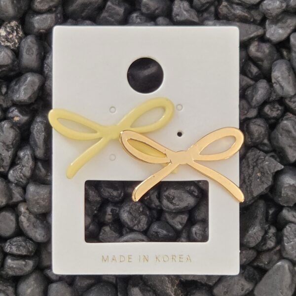 [HO BAK SUNG] Ribbon Earrings Gold + Yellow