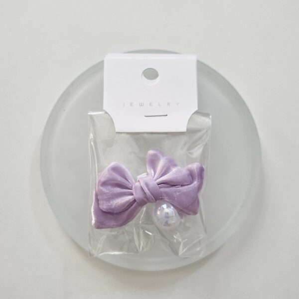 [HO BAK SUNG] Crocs Charm Purple Velvet Bow & Pearl Set (2pcs)