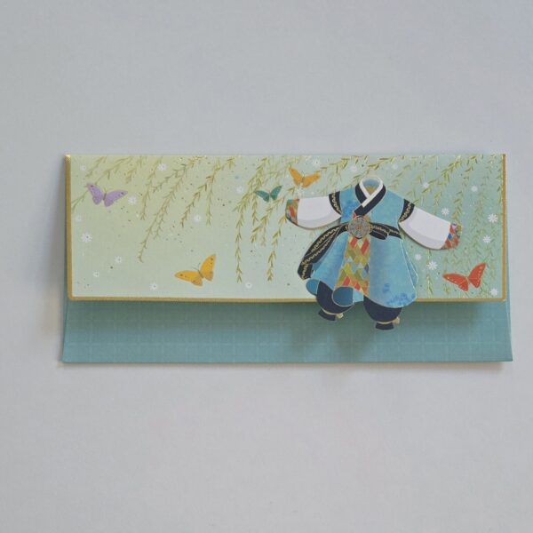 Money Gift Envelope Boy Hanbok blue 85x180 mm