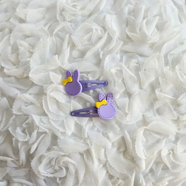 [Anjubling] Metal Snap Clips Lilac Rabbit & Ribbon 30x50mm