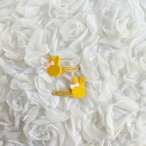 [Anjubling] Metal Snap Clips Yellow Rabbit & Ribbon 30x50mm