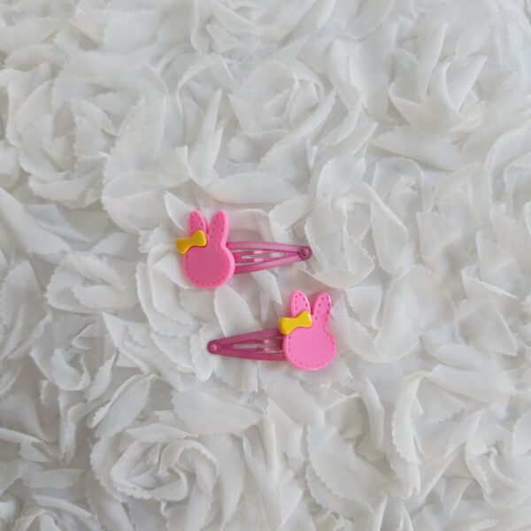 [Anjubling] Metal Snap Clips Pink Rabbit & Ribbon 30x50mm