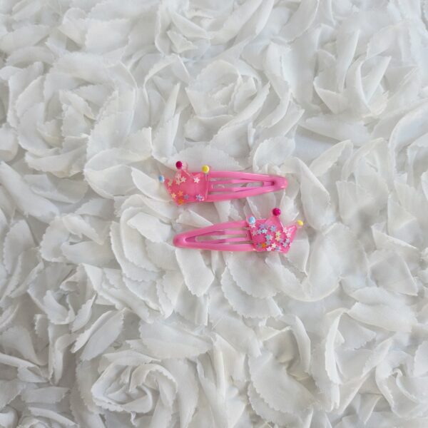 [Anjubling] Metal Snap Clips Pink Crown 20x60mm
