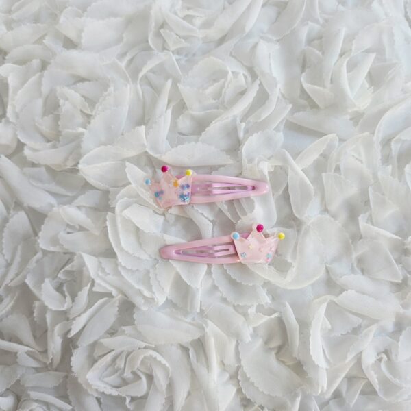 [Anjubling] Metal Snap Clips Light Pink Crown 20x60mm