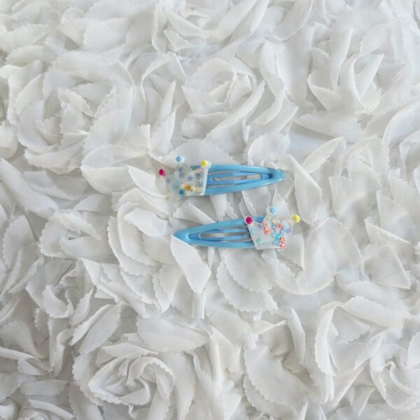 [Anjubling] Metal Snap Clips Blue Crown 20x60mm