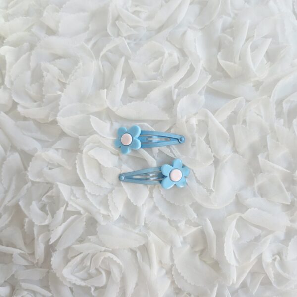 [Anjubling] Metal Snap Clips Flower Blue & Pink 20x50mm