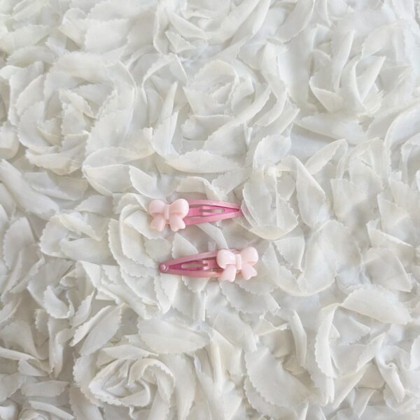 [Anjubling] Metal Snap Clips Ribbon Pink & Pink 15x50mm