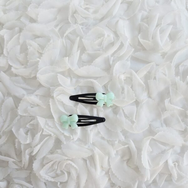 [Anjubling] Metal Snap Clips Ribbon Mint & Black 15x50mm
