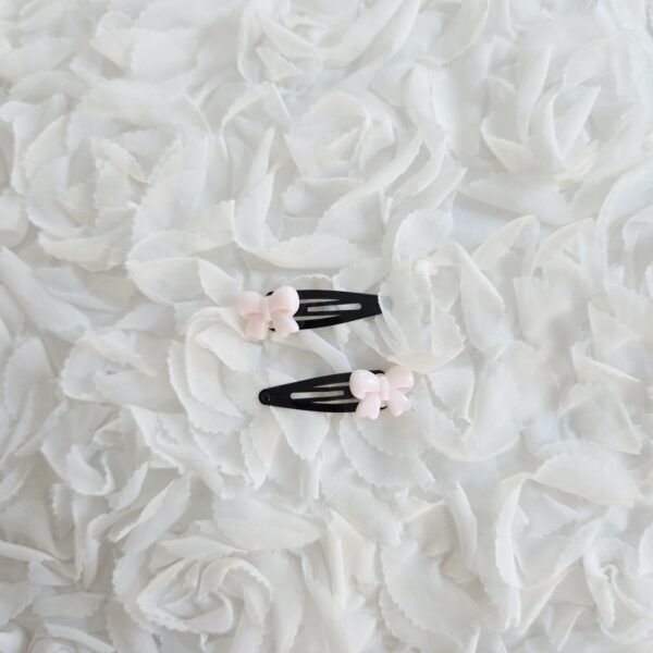 [Anjubling] Metal Snap Clips Ribbon Pink & Black 15x50mm