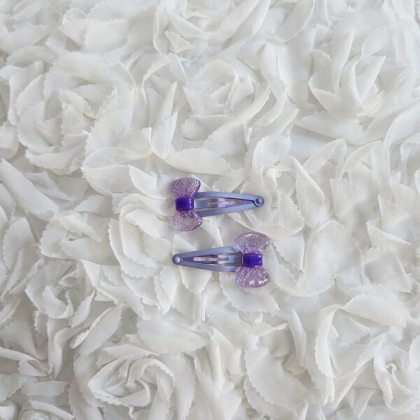 [Anjubling] Metal Snap Clips Ribbon Glitter Purple 25x45mm