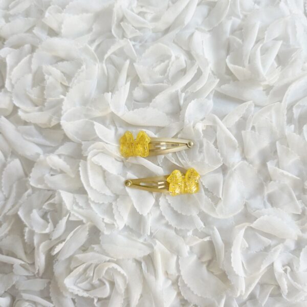 [Anjubling] Metal Snap Clips Ribbon Glitter Yellow 15x50mm