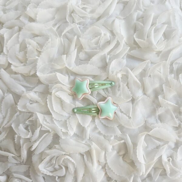 [Anjubling] Metal Snap Clips Star Mint 25x50mm